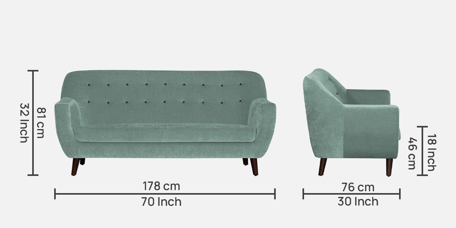 German Fabric 3 Seater Sofa In Suka blue Colour - Febonic Living