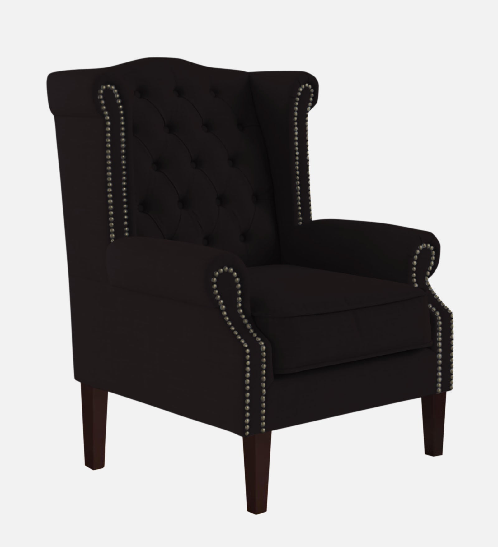 Nottage Fabric Wing Chair In Cara Brown Colour - Febonic Living