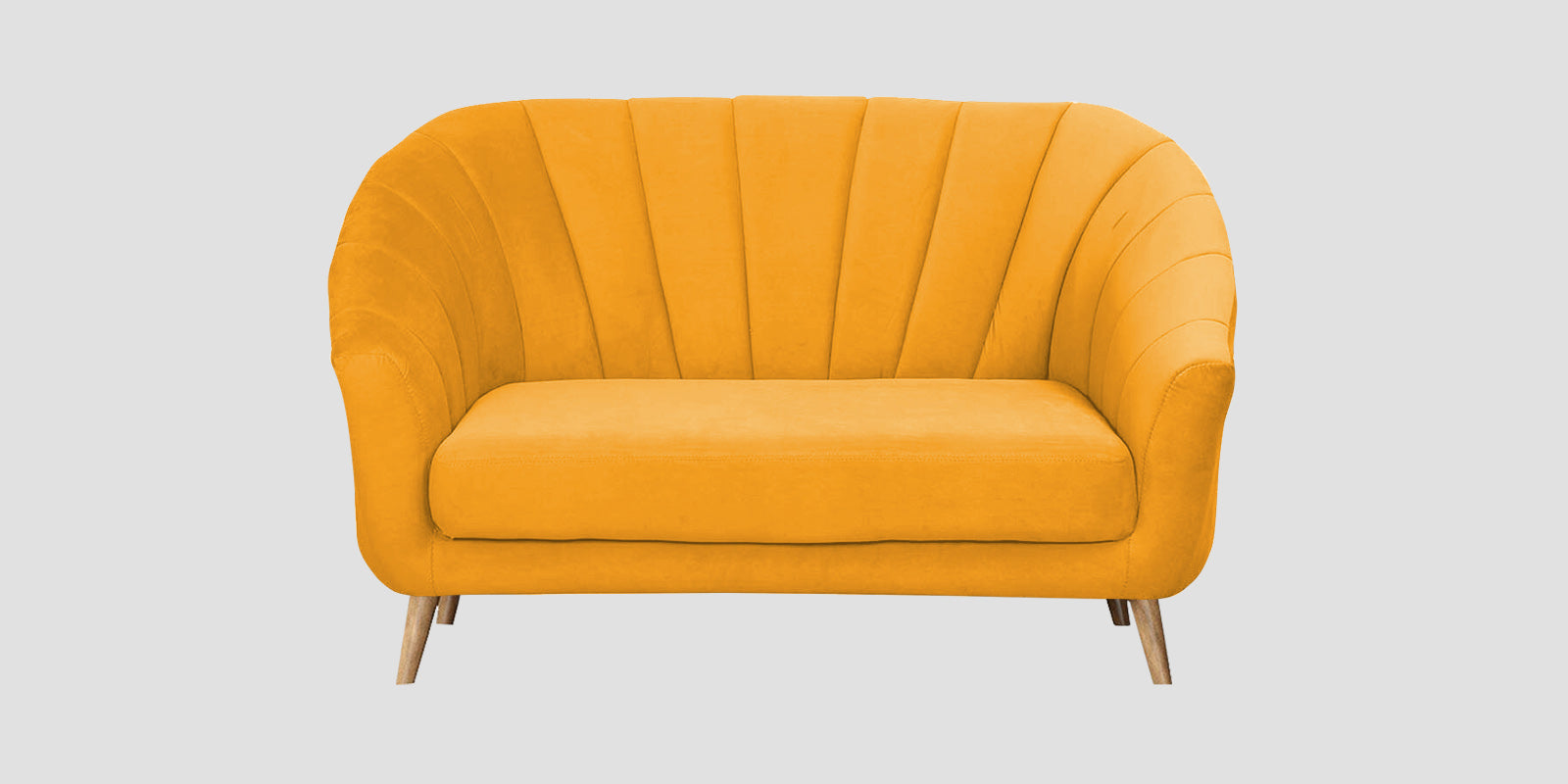 Kaylee Velvet 2 Seater Sofa In Safforn Yellow Colour - Febonic Living