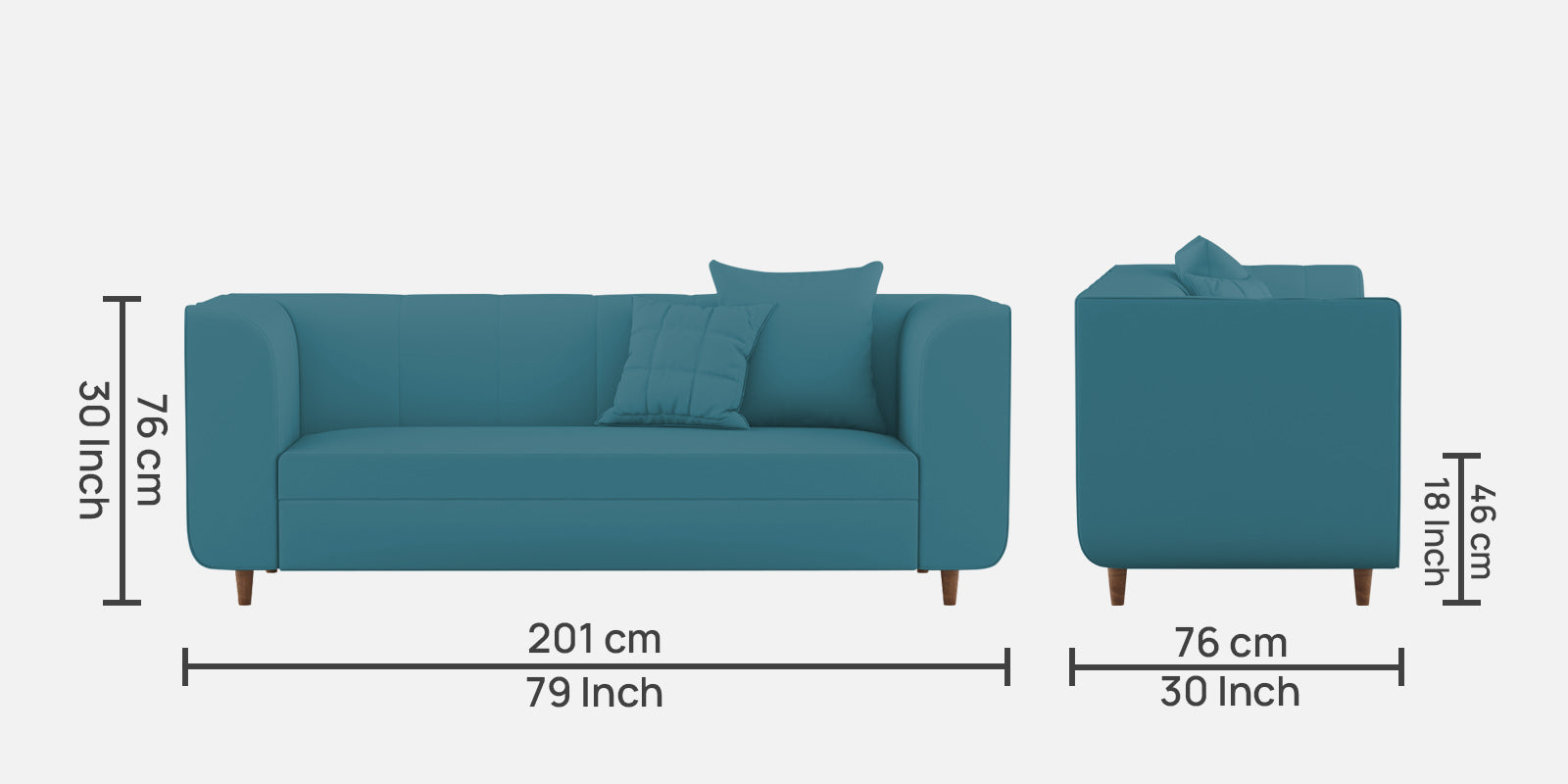 Sumo Velvet 3 Seater Sofa In Aqua Blue Colour - Febonic Living