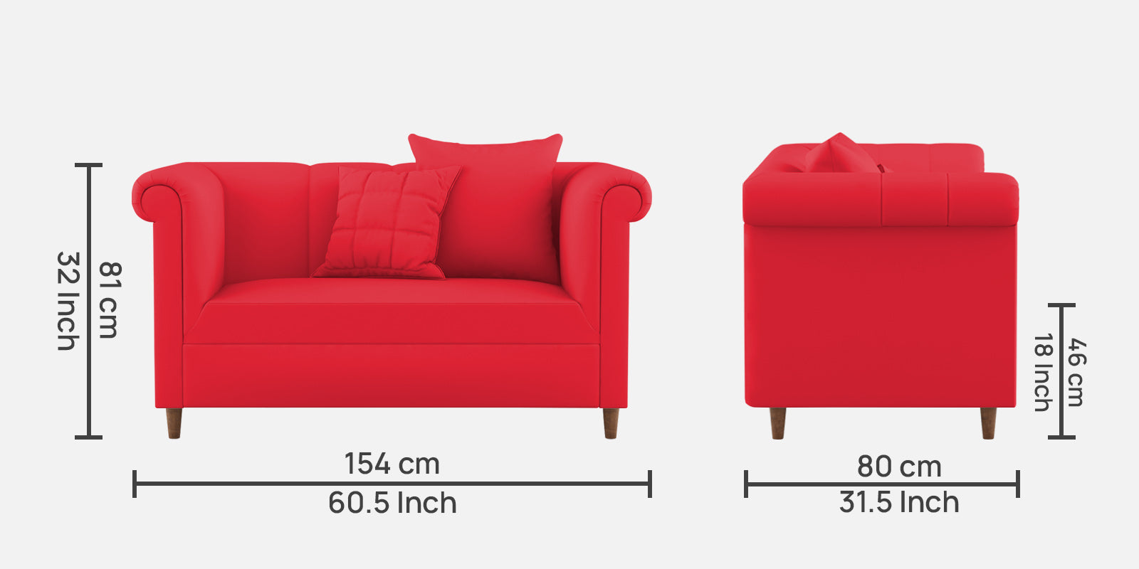 Rubi Velvet 2 Seater Sofa in Ox Blood Maroon Colour