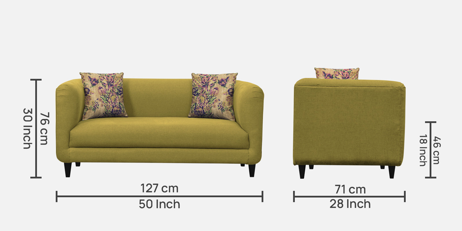 Niki Fabric 2 Seater Sofa In Parrot Green Colour - Febonic Living