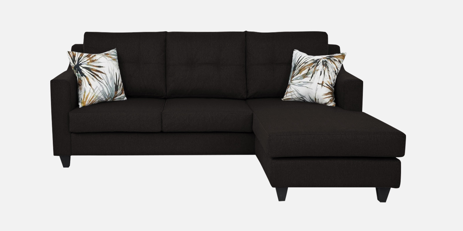 Welly Fabric LHS Sectional Sofa (2+Lounger) In Cara Brown Colour - Febonic Living
