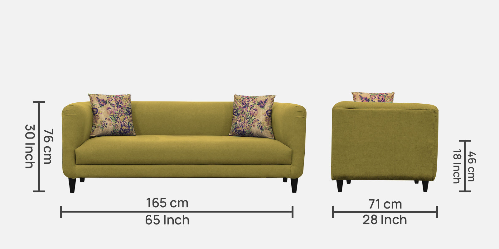 Niki Fabric 3 Seater Sofa In Parrot Green Colour - Febonic Living