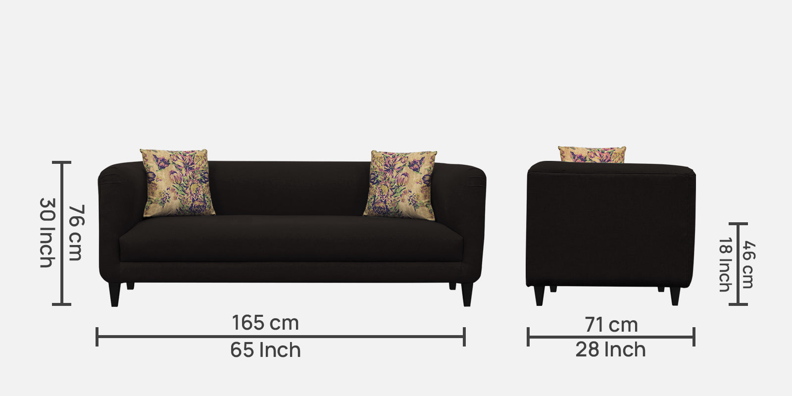 Niki Fabric 3 Seater Sofa In Cara Brown Colour - Febonic Living