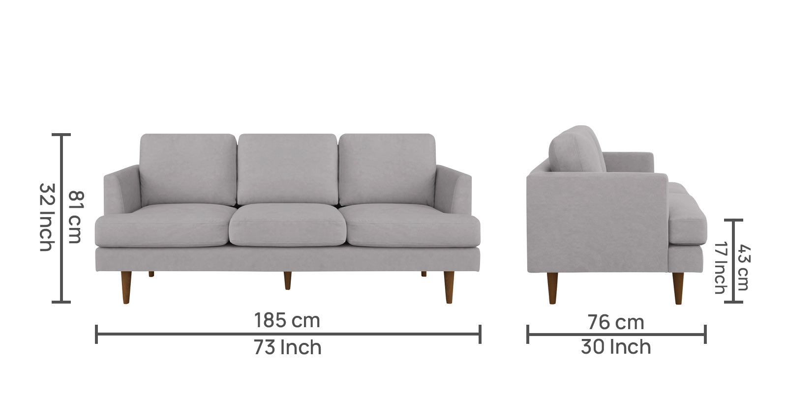 Motra Velvet 3 Seater Sofa In Concrete grey Colour - Febonic Living