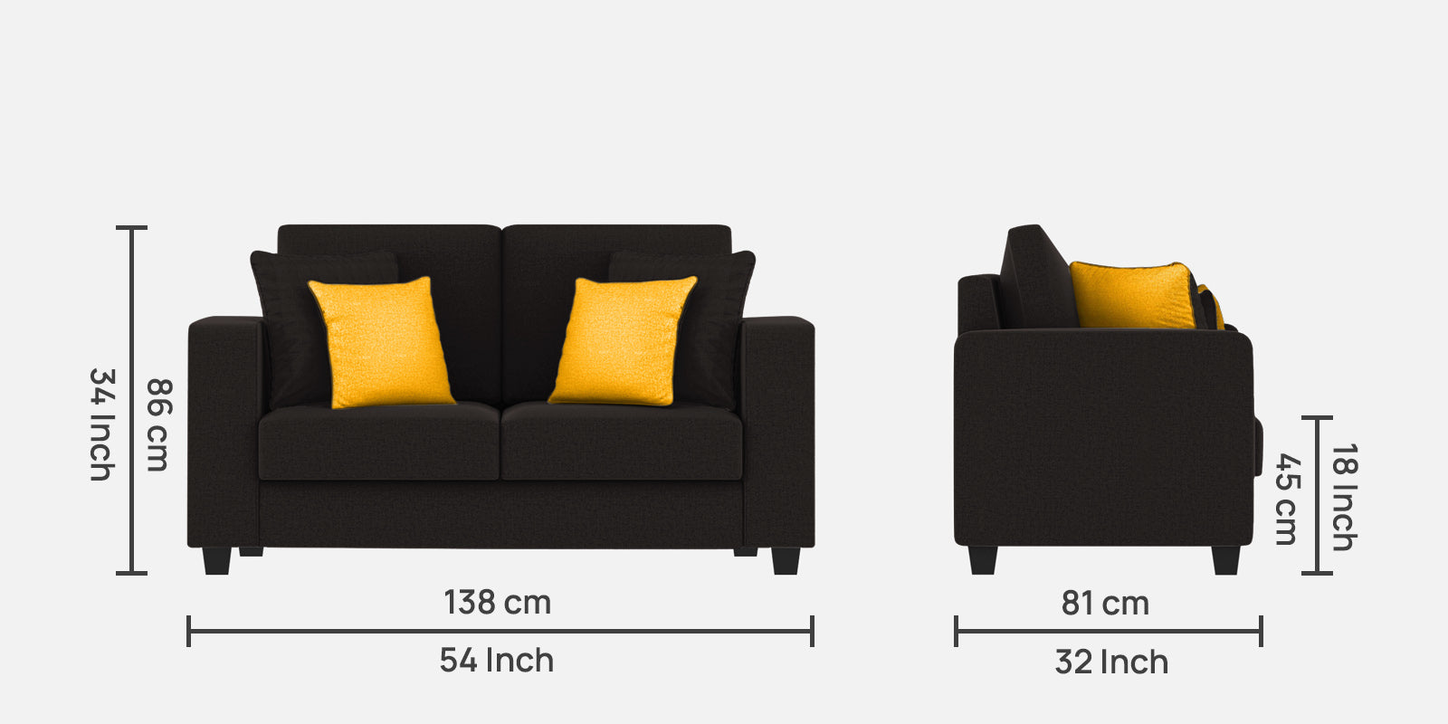 Nabi Fabric 2 Seater Sofa In Cara Brown Colour - Febonic Living
