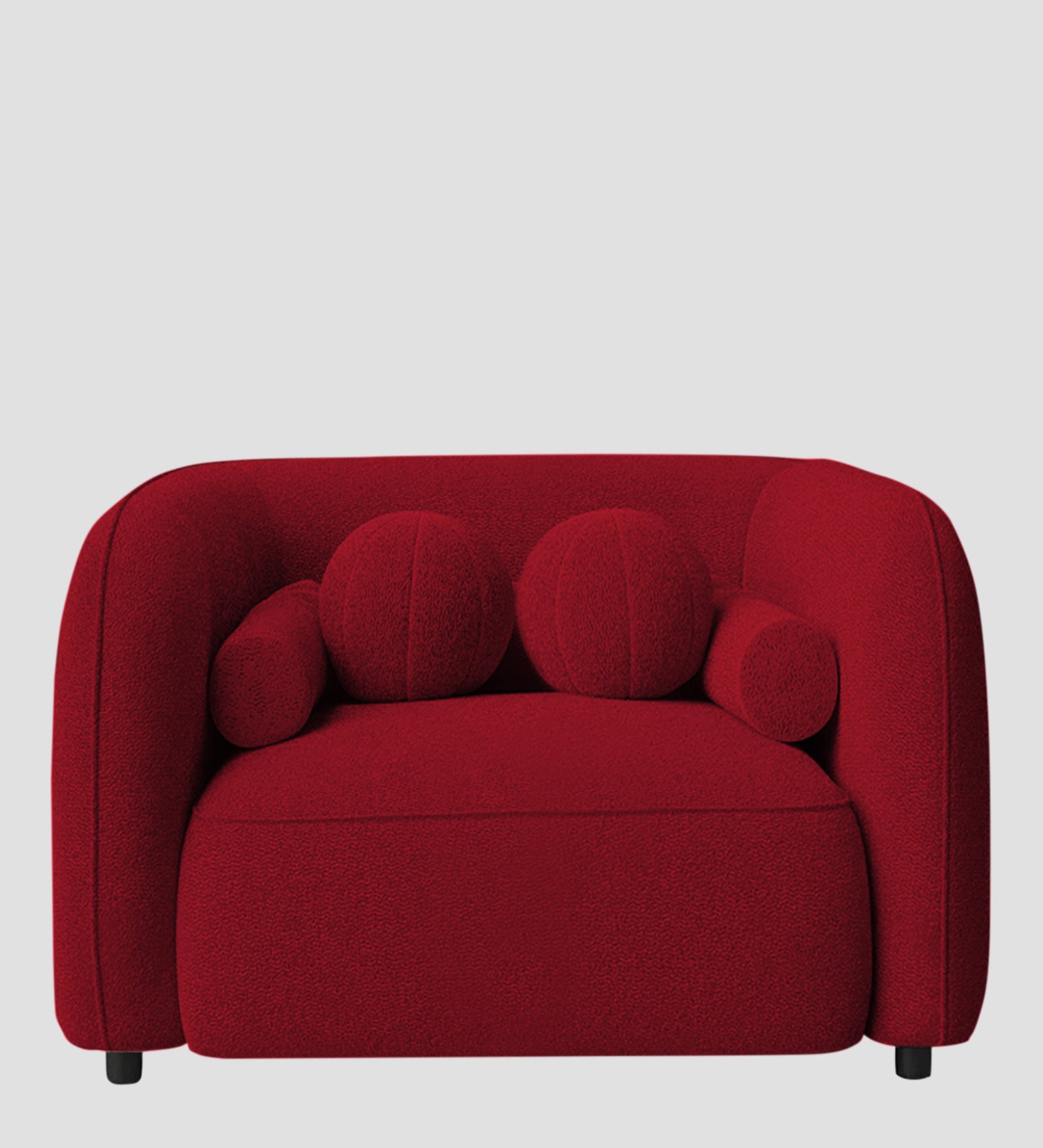 Corny Boucle Fabric 1 Seater Sofa In Candy Red Colour - Febonic Living