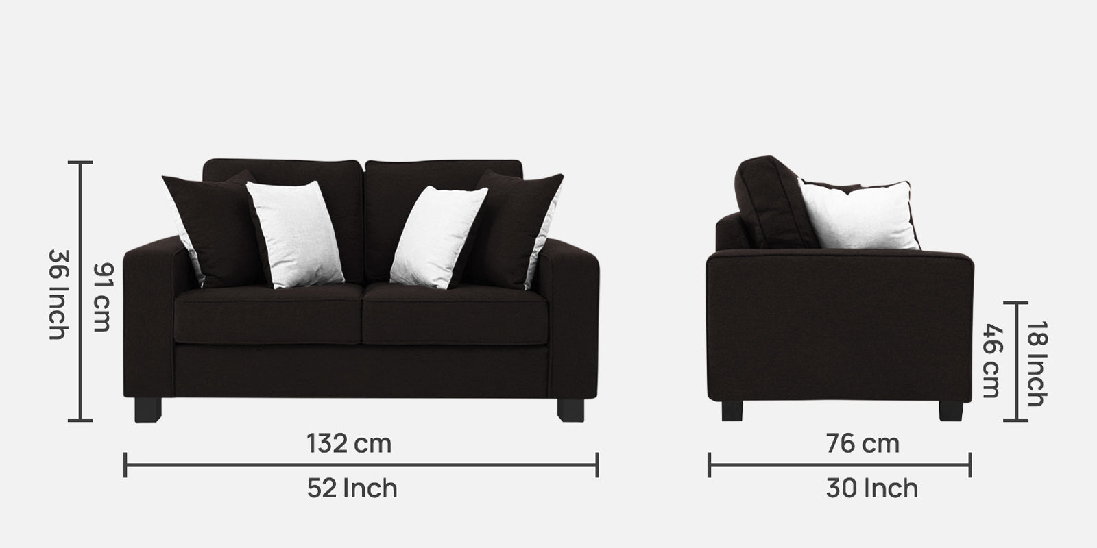 Ladybug Fabric 2 Seater Sofa In Cara Brown Colour - Febonic Living