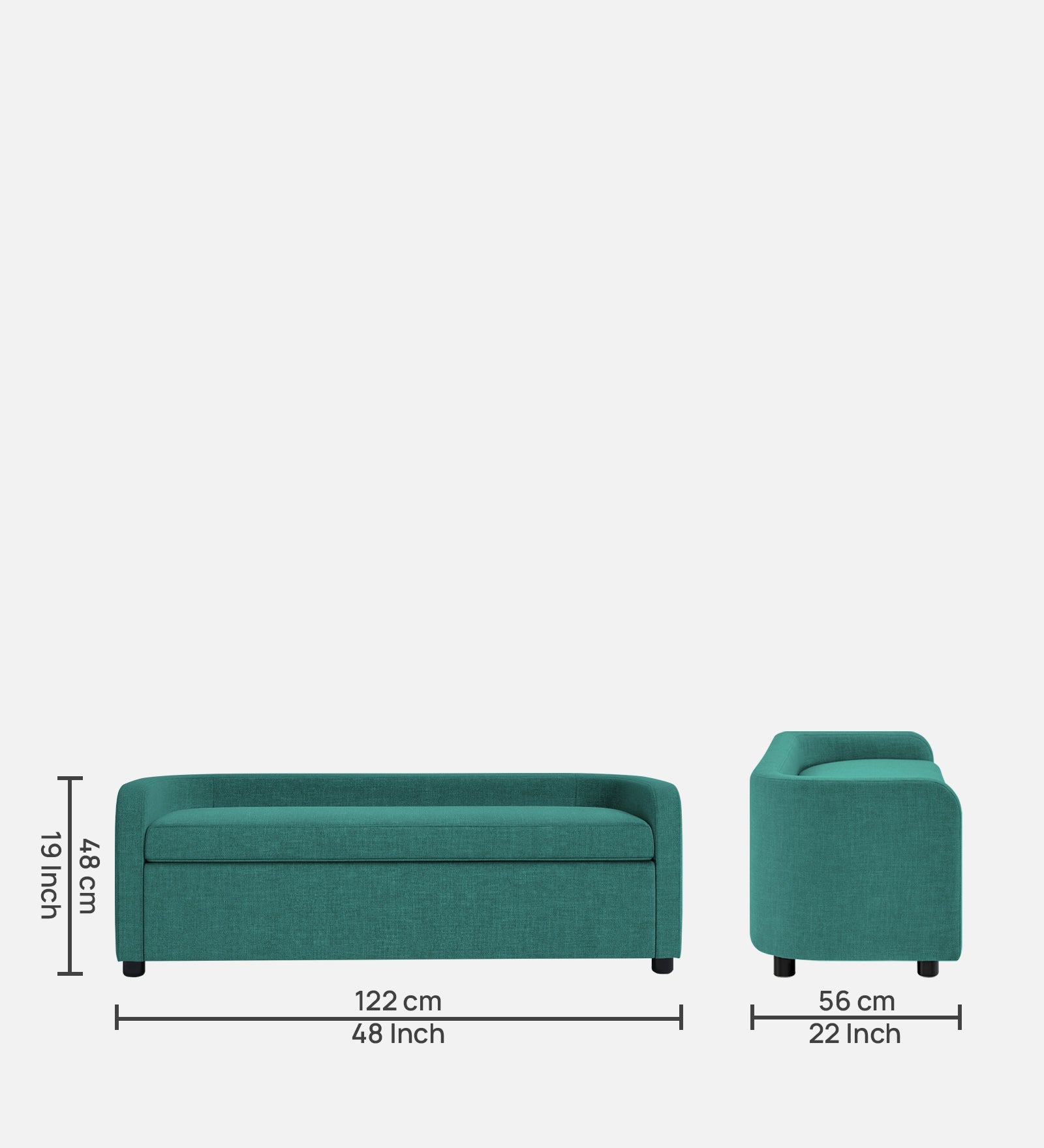 Cooper Fabric Storage Bench In Sea Green Colour - Febonic Living