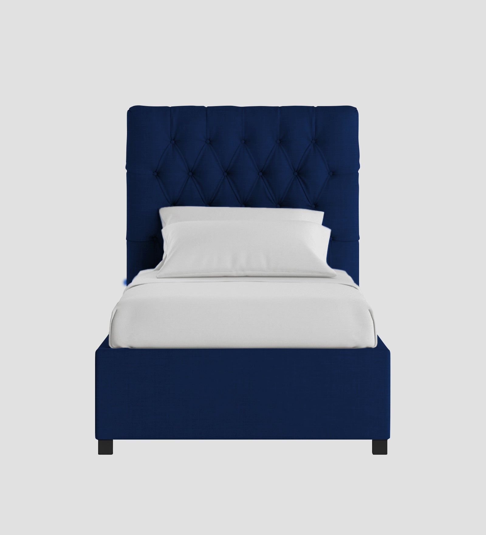 Isko Fabric Upholstered Single Bed in Royal Blue Colour with Box Storage - Febonic Living