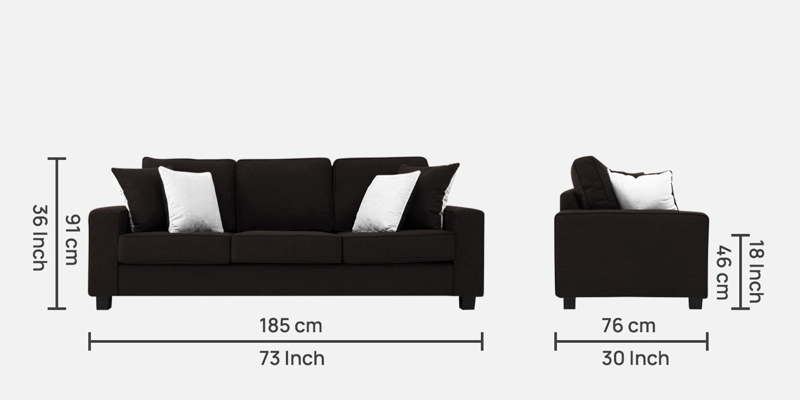 Ladybug Fabric 3 Seater Sofa In Cara Brown Colour - Febonic Living
