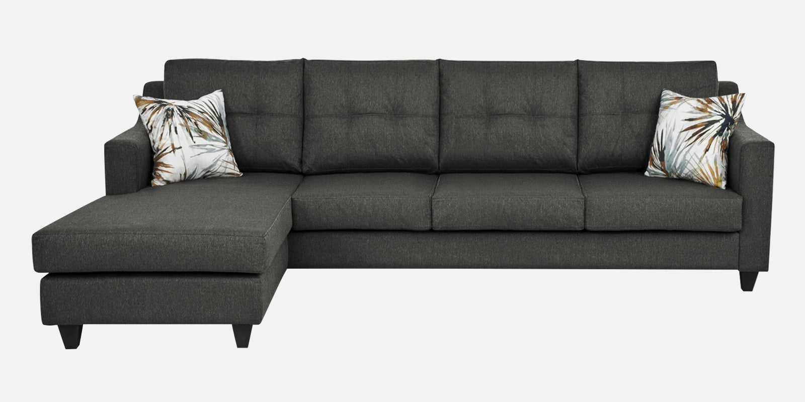 Welly Fabric RHS Sectional Sofa (3+Lounger) In Charcoal Grey Colour - Febonic Living