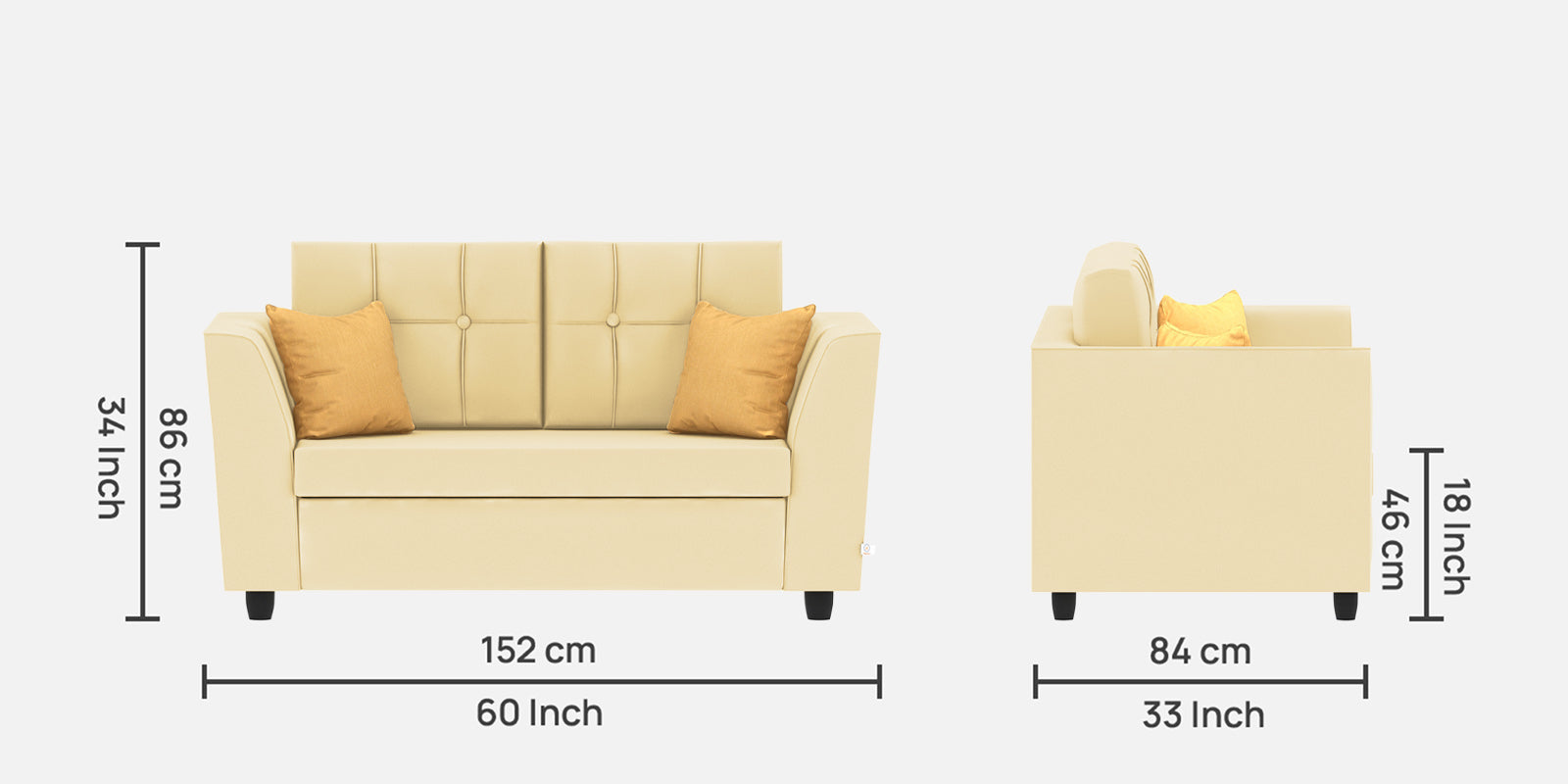 Nestin Velvet 2 Seater Sofa In Sandy Beige Colour - Febonic Living