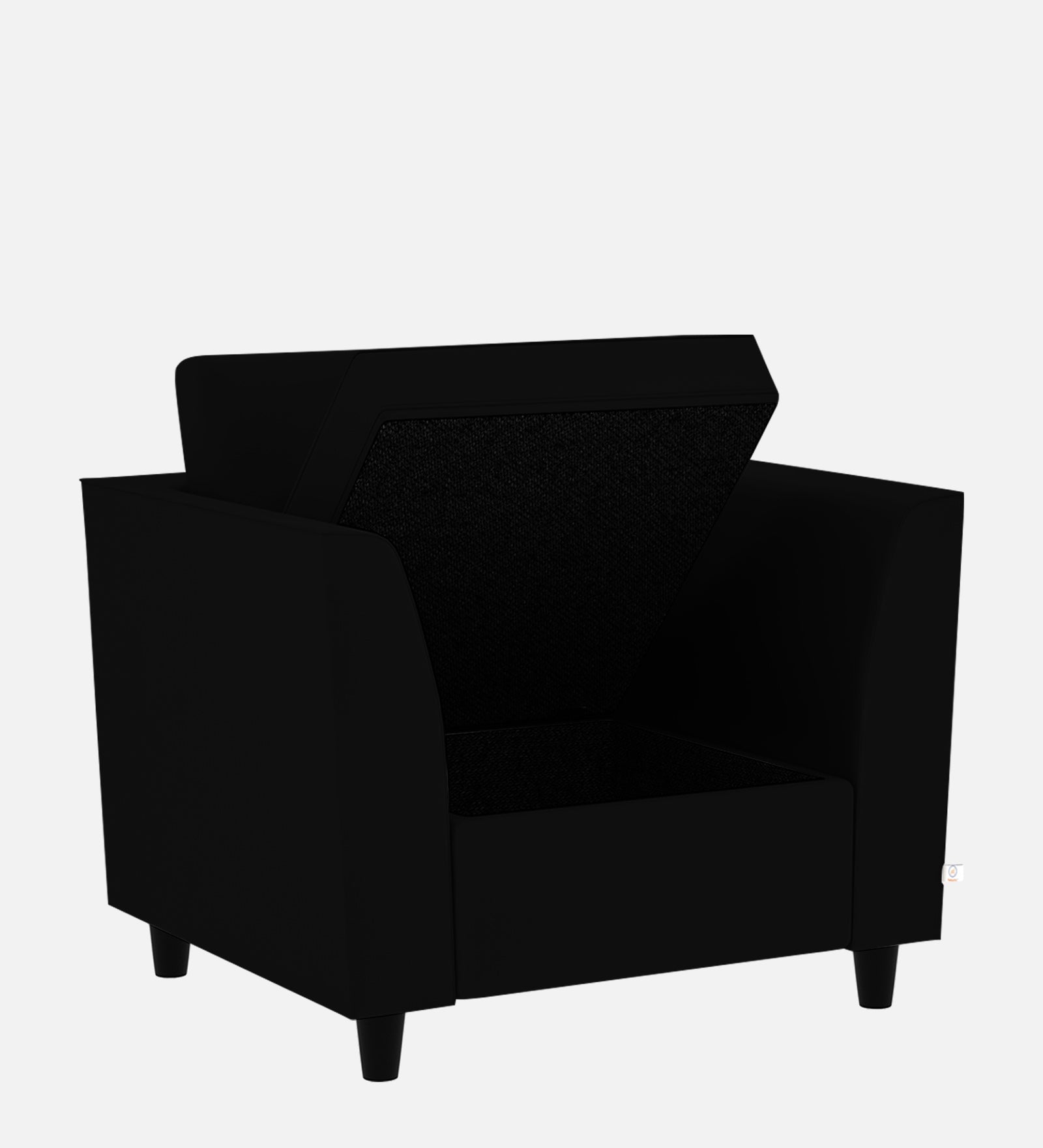 Bristo Velvet 1 Seater Sofa In Adam Black Colour With Storage - Febonic Living