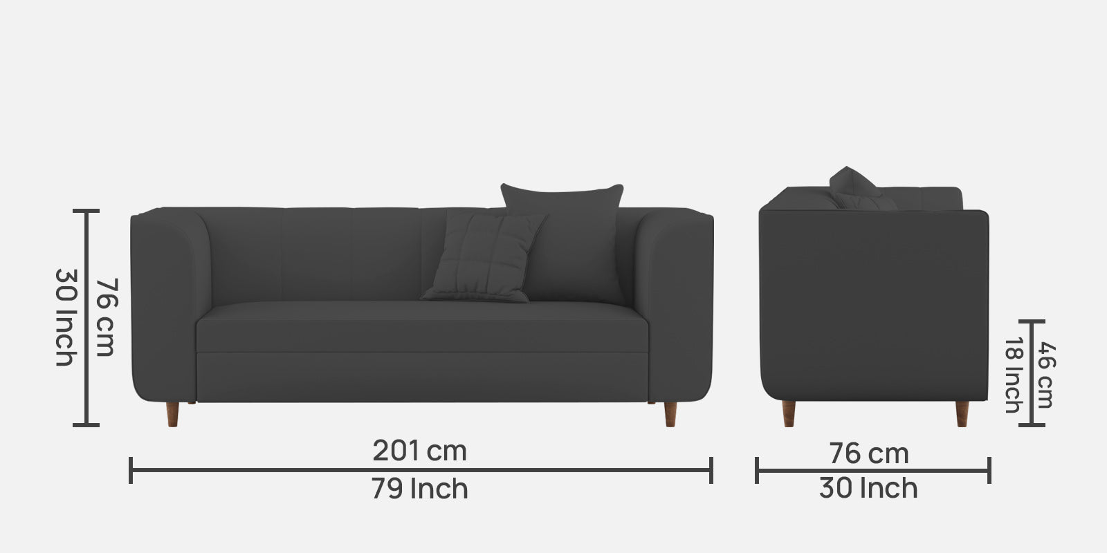 Sumo Velvet 3 Seater Sofa In Davy grey Colour - Febonic Living