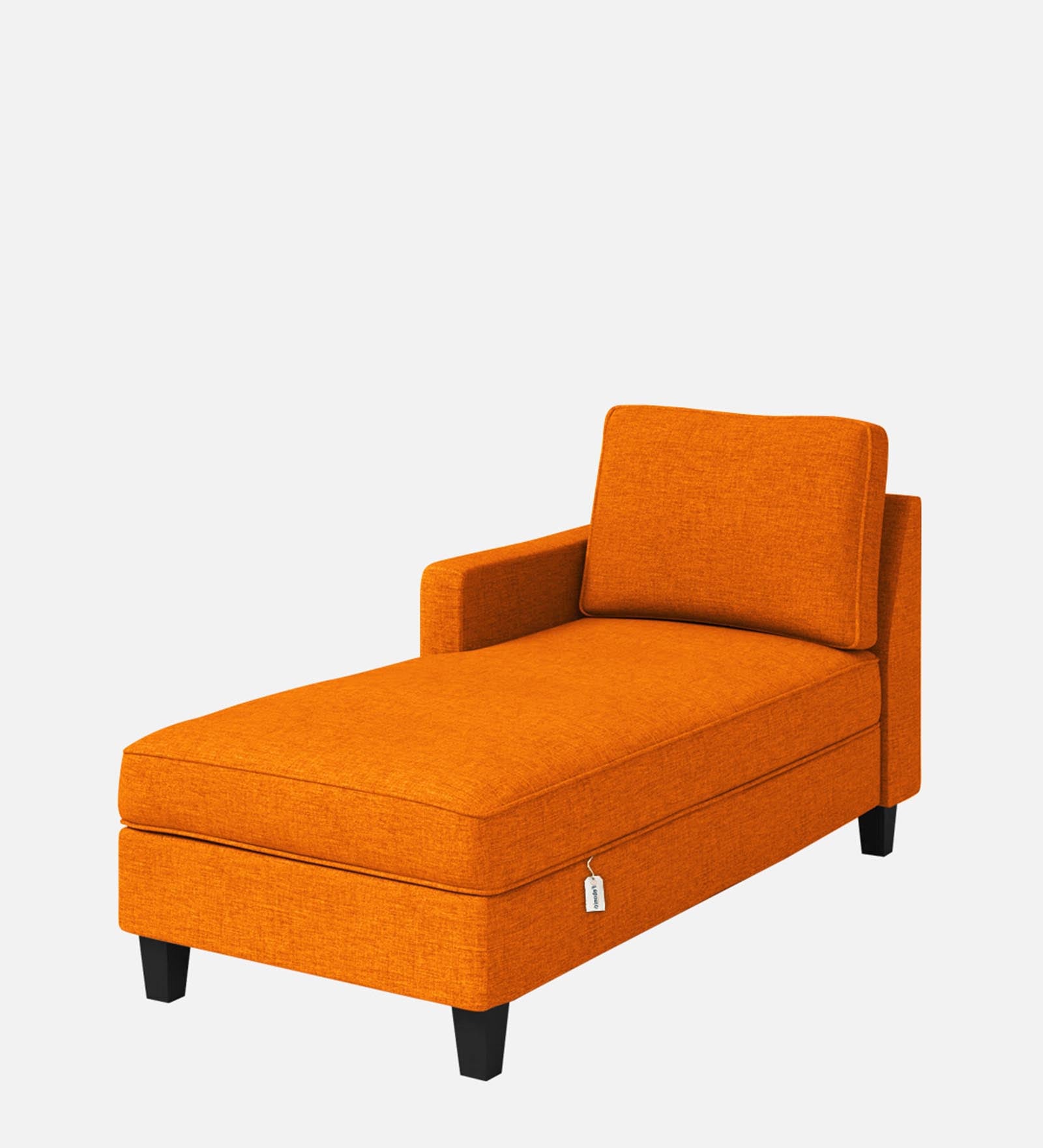 Royee Fabric LHS Chaise Lounger In Vivid Orange Colour With Storage - Febonic Living