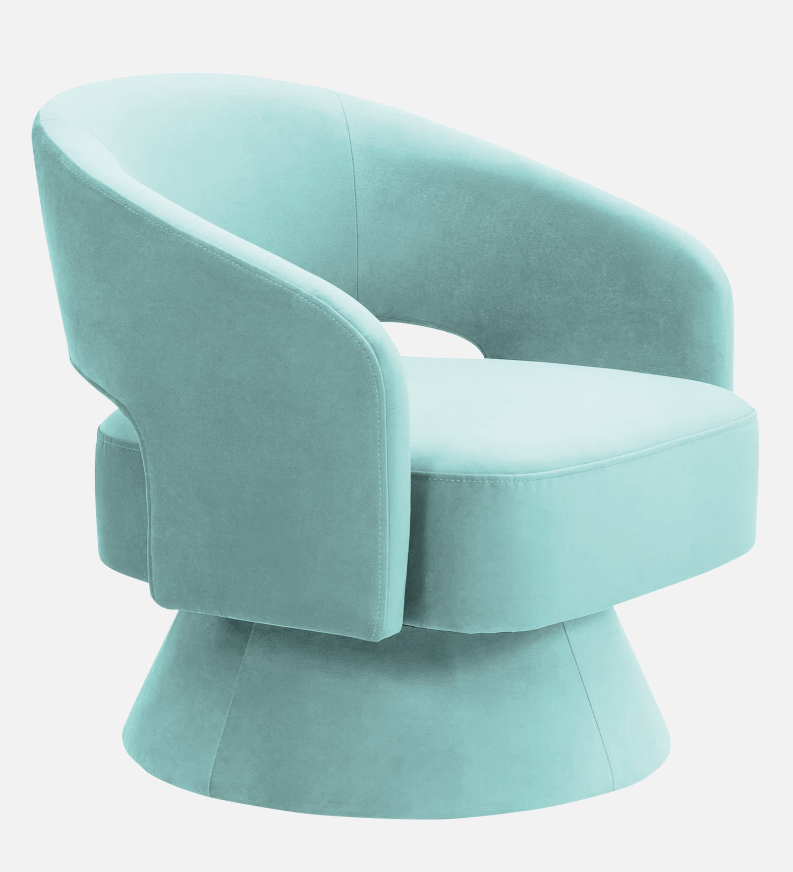 Pendra Velvet Swivel Chair In Barmunda Aqua Colour - Febonic Living