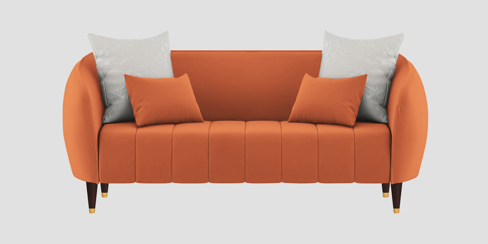Hairo Velvet 2 Seater Sofa In Yam Orange Colour - Febonic Living