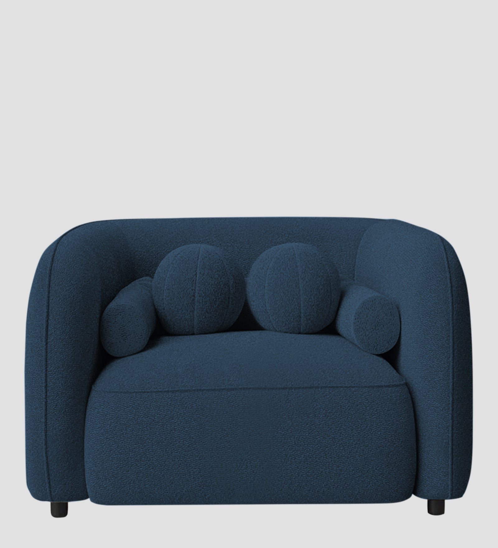 Corny Boucle Fabric 1 Seater Sofa In Classic Blue Colour - Febonic Living