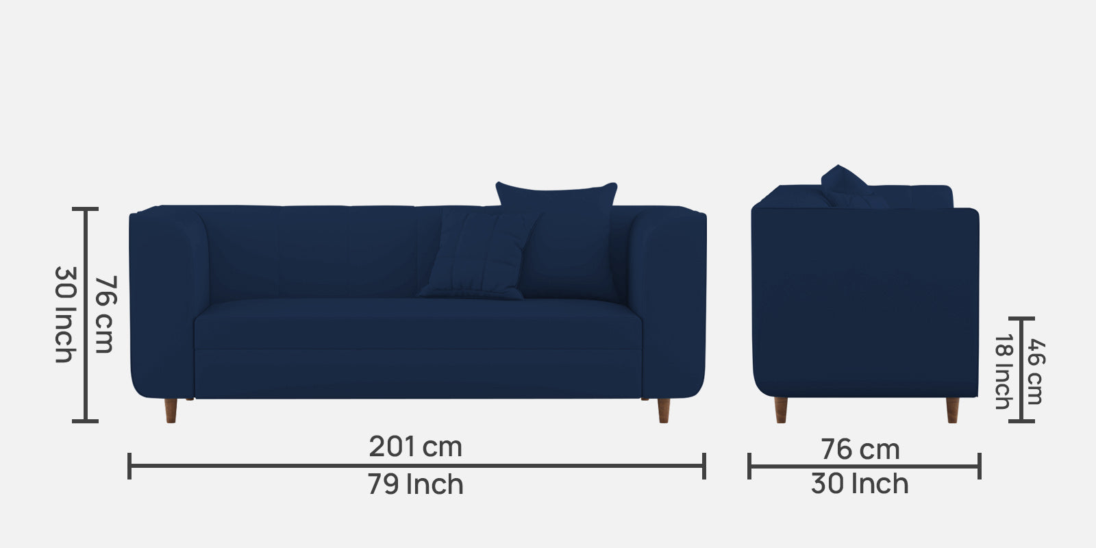 Sumo Velvet 3 Seater Sofa In Imperial Blue Colour - Febonic Living