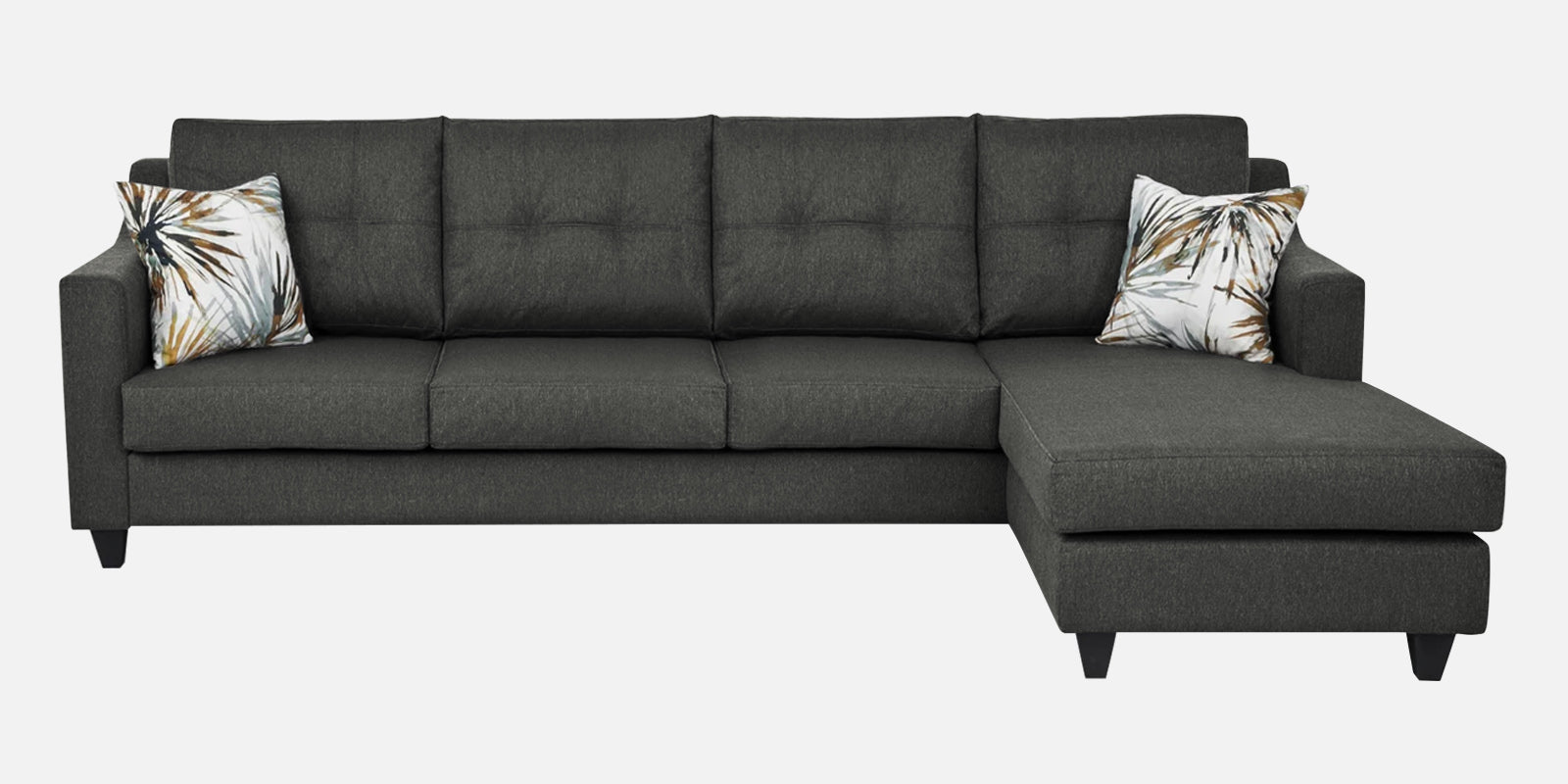 Welly Fabric LHS Sectional Sofa (3+Lounger) In Charcoal Grey Colour - Febonic Living