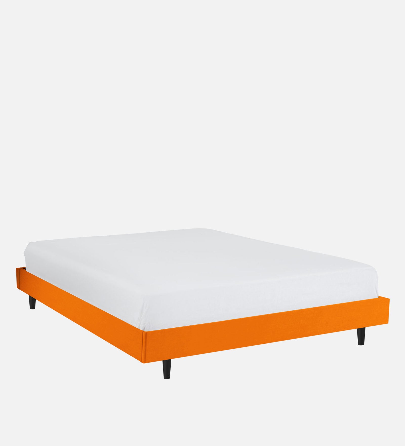Basi Fabric King Size Bed In Vivid Orange Colour - Febonic Living
