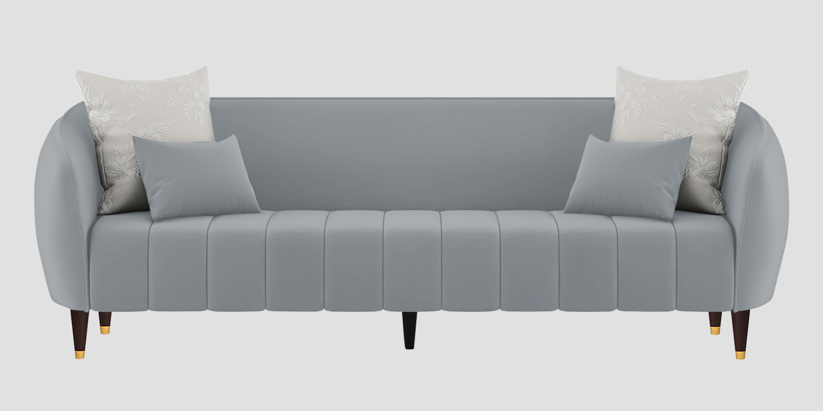 Hairo Velvet 3 Seater Sofa In Concrete Grey Colour