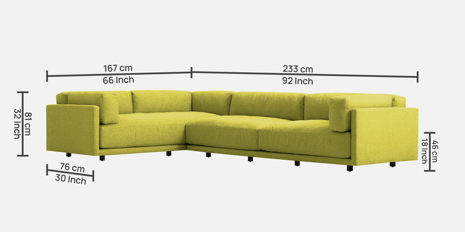 Nixon Fabric 6 Seater RHS Corner Sofa In Parrot Green Colour - Febonic Living