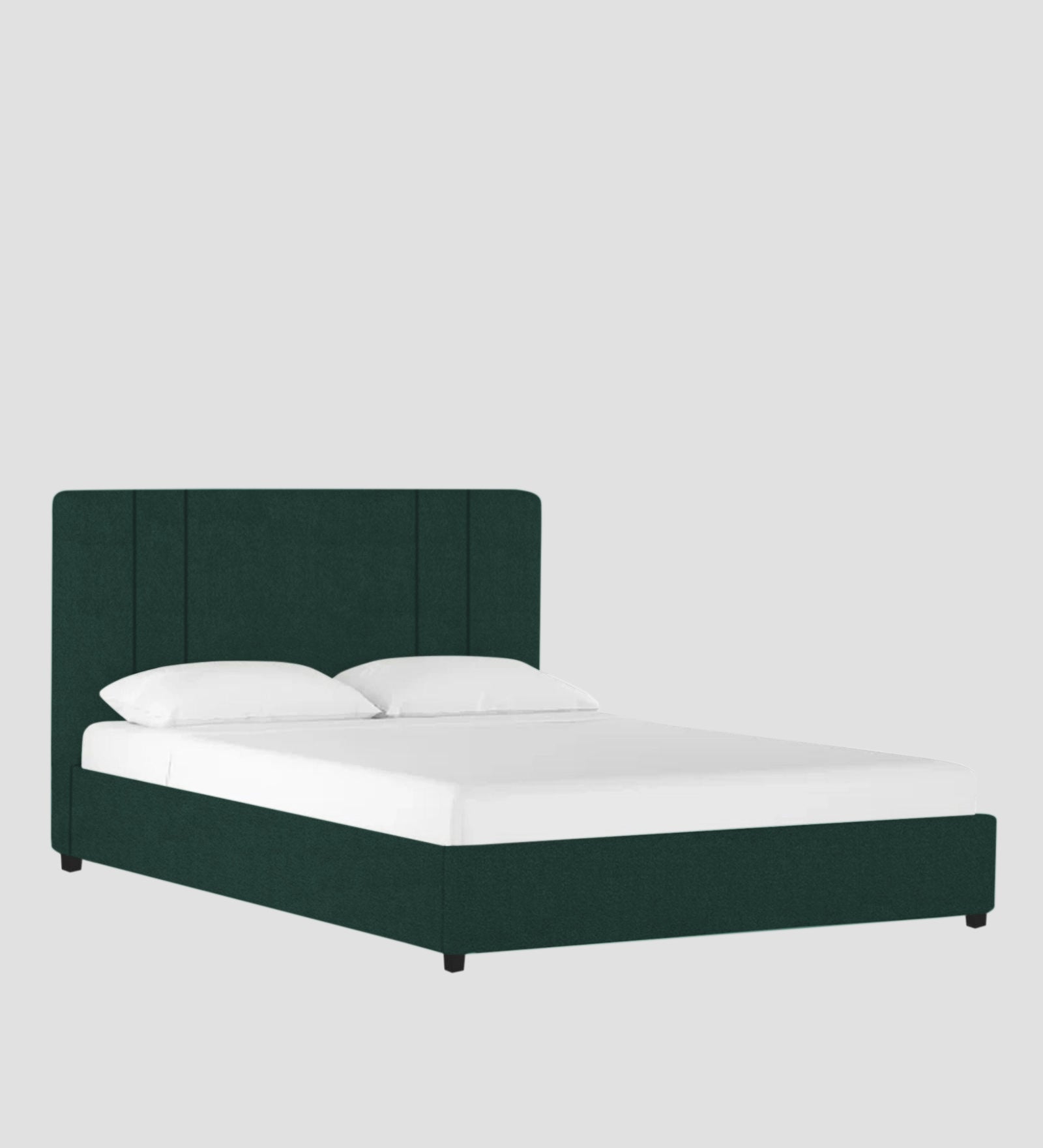 Asyra Velvet Queen Size Bed in Forest Green Colour With Box Storage - Febonic Living