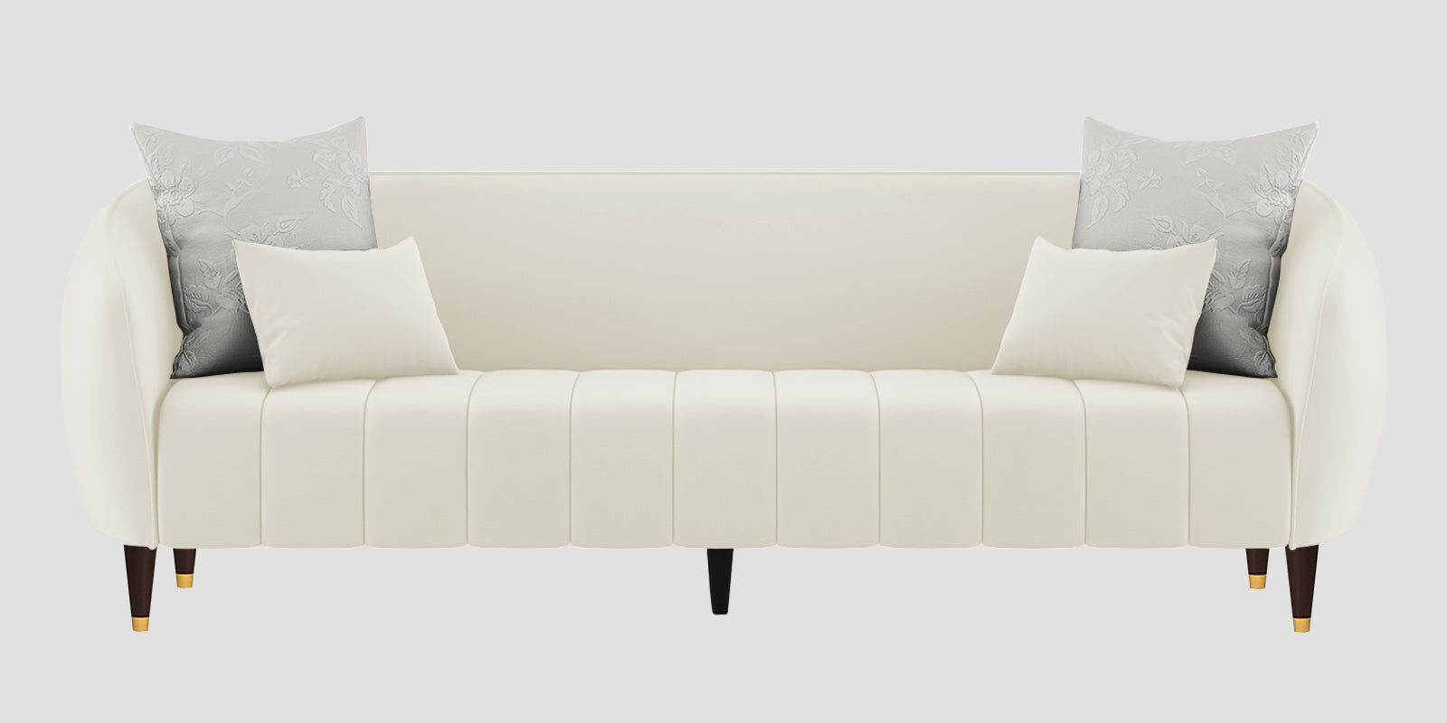 Hairo Velvet 3 Seater Sofa In Warm White Colour - Febonic Living