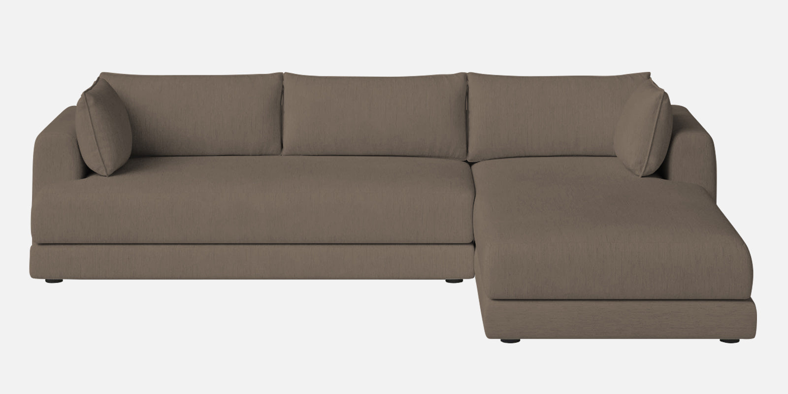 Ziggy Fabric LHS Sectional Sofa (3+Lounger) In Hazel Beige Colour - Febonic Living