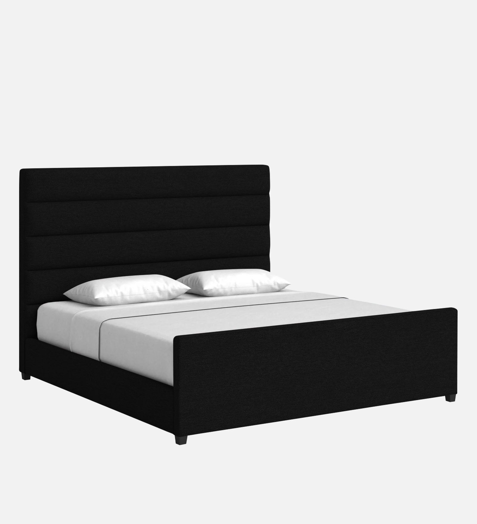 Pollen Fabric Queen Size Bed In Zed Black Colour - Febonic Living