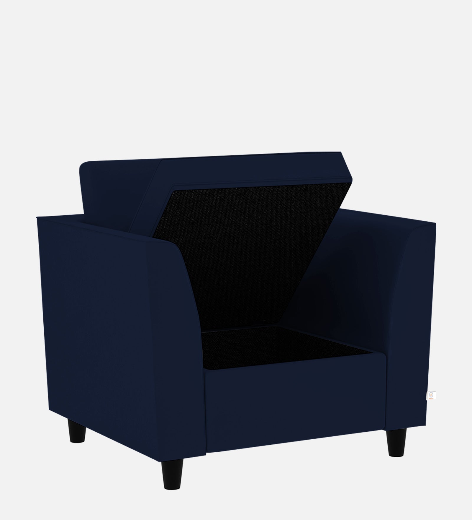 Bristo Velvet 1 Seater Sofa In Indigo Blue Colour With Storage - Febonic Living