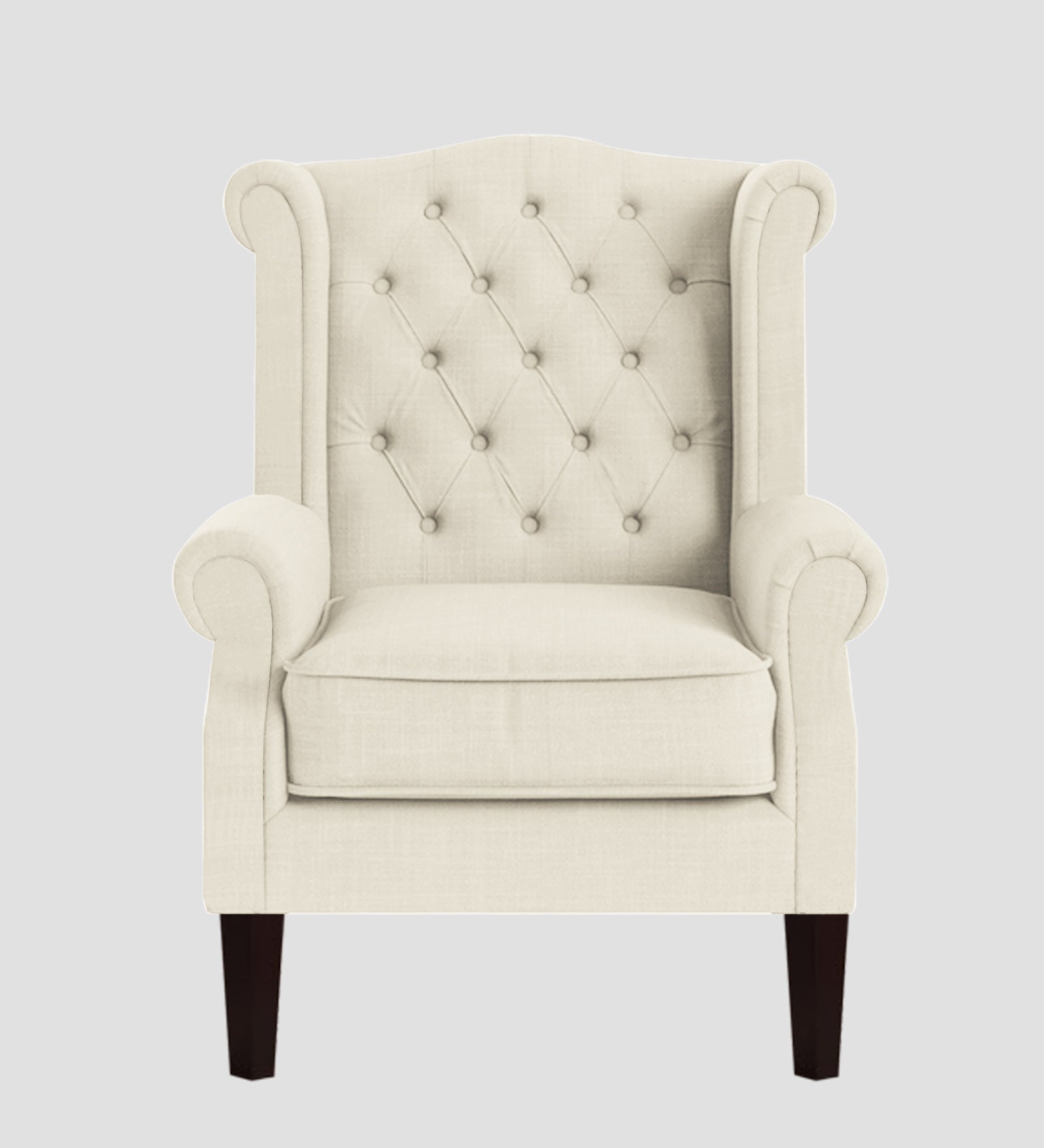 Neyub Fabric Wing Chair In Ivory Cream Colour - Febonic Living