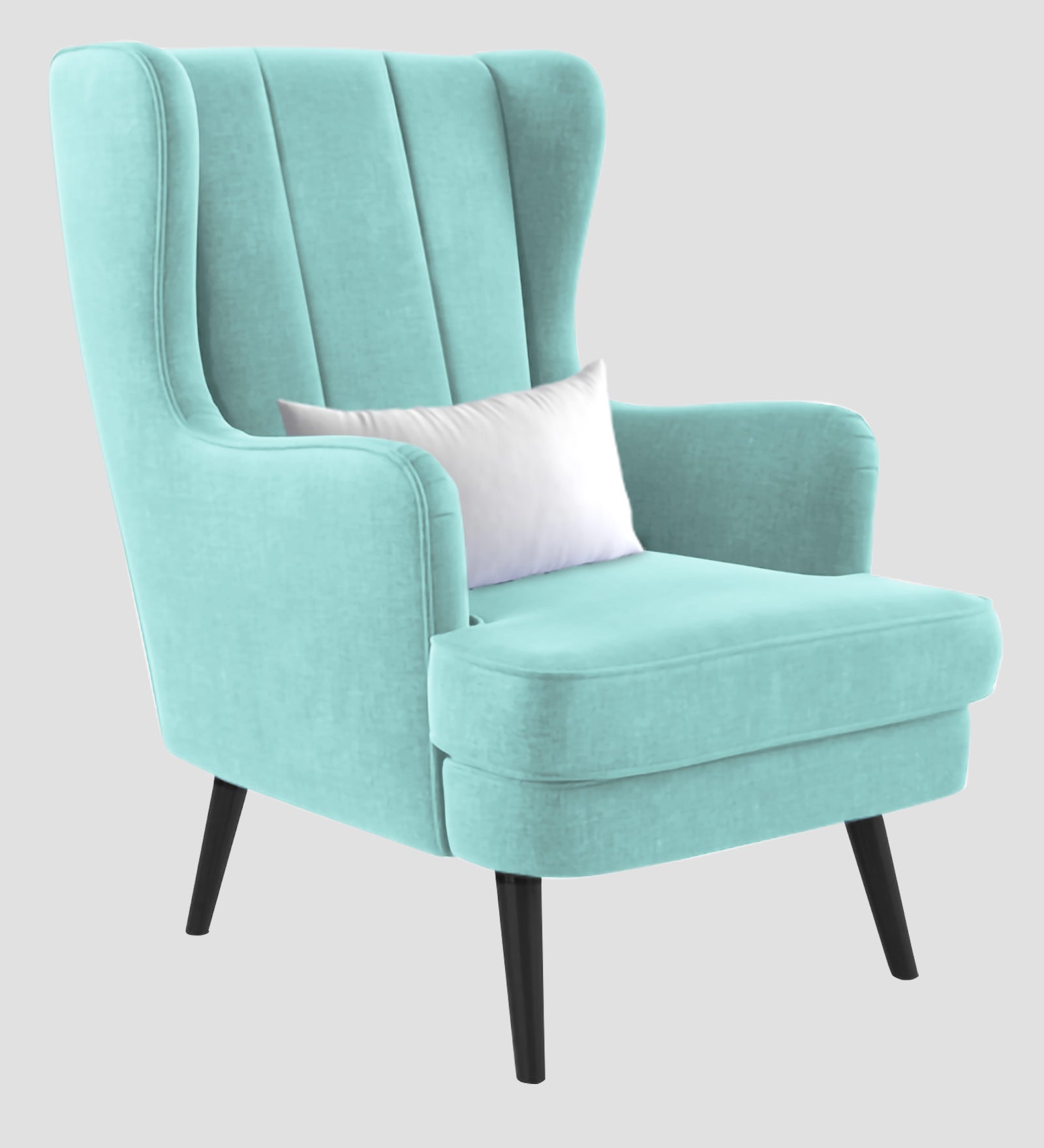 Niya Velvet Wing Chair In Barmunda Aqua Colour - Febonic Living