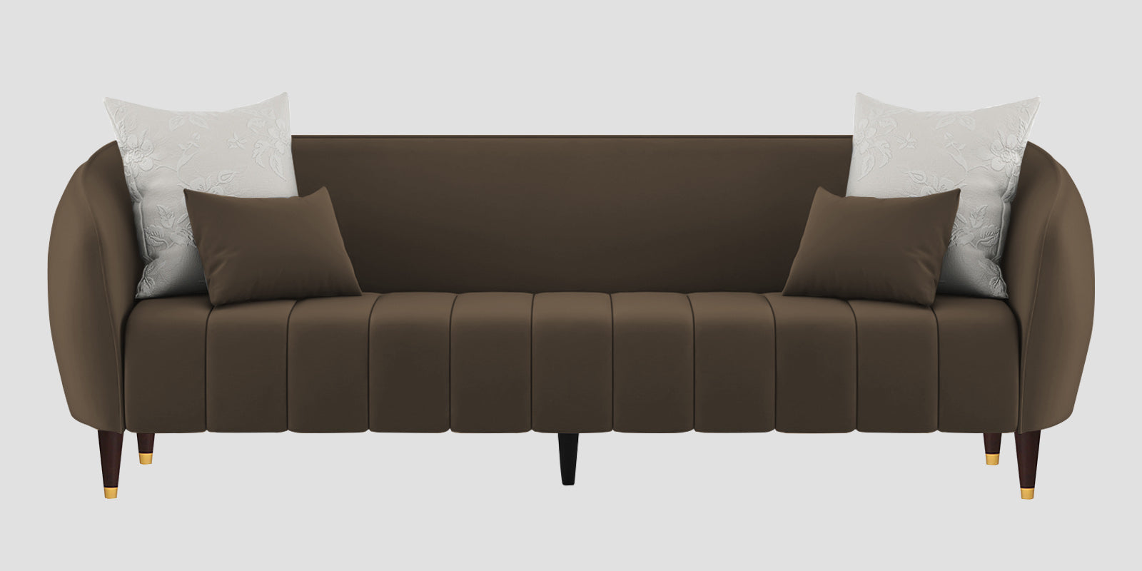 Hairo Velvet 3 Seater Sofa In Shade Brown Colour