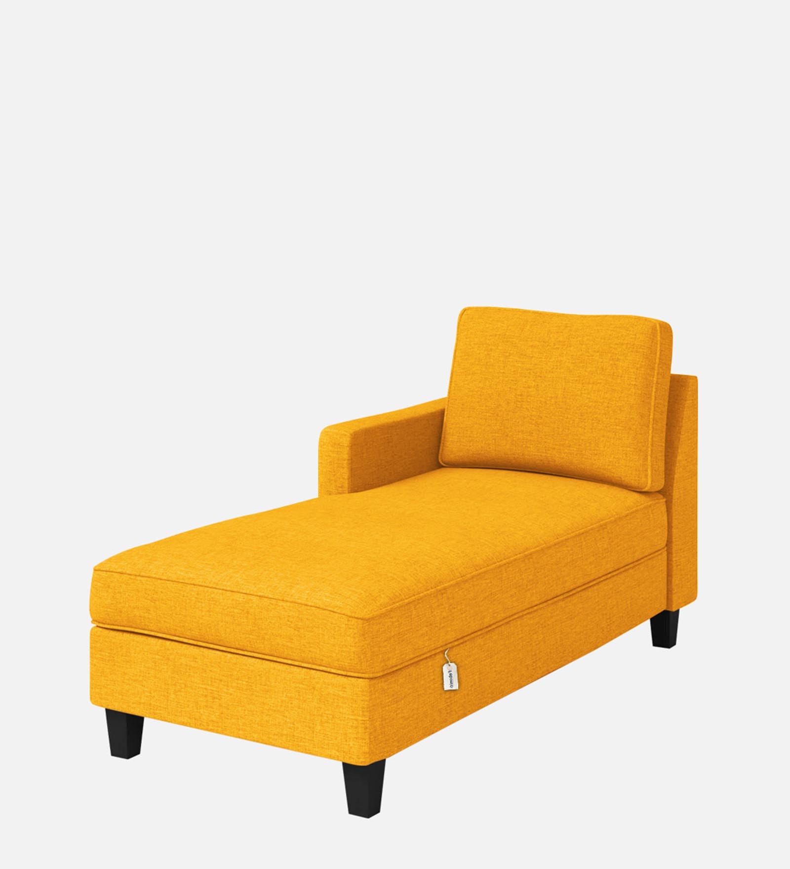 Royee Fabric LHS Chaise Lounger In Bold Yellow Colour With Storage - Febonic Living