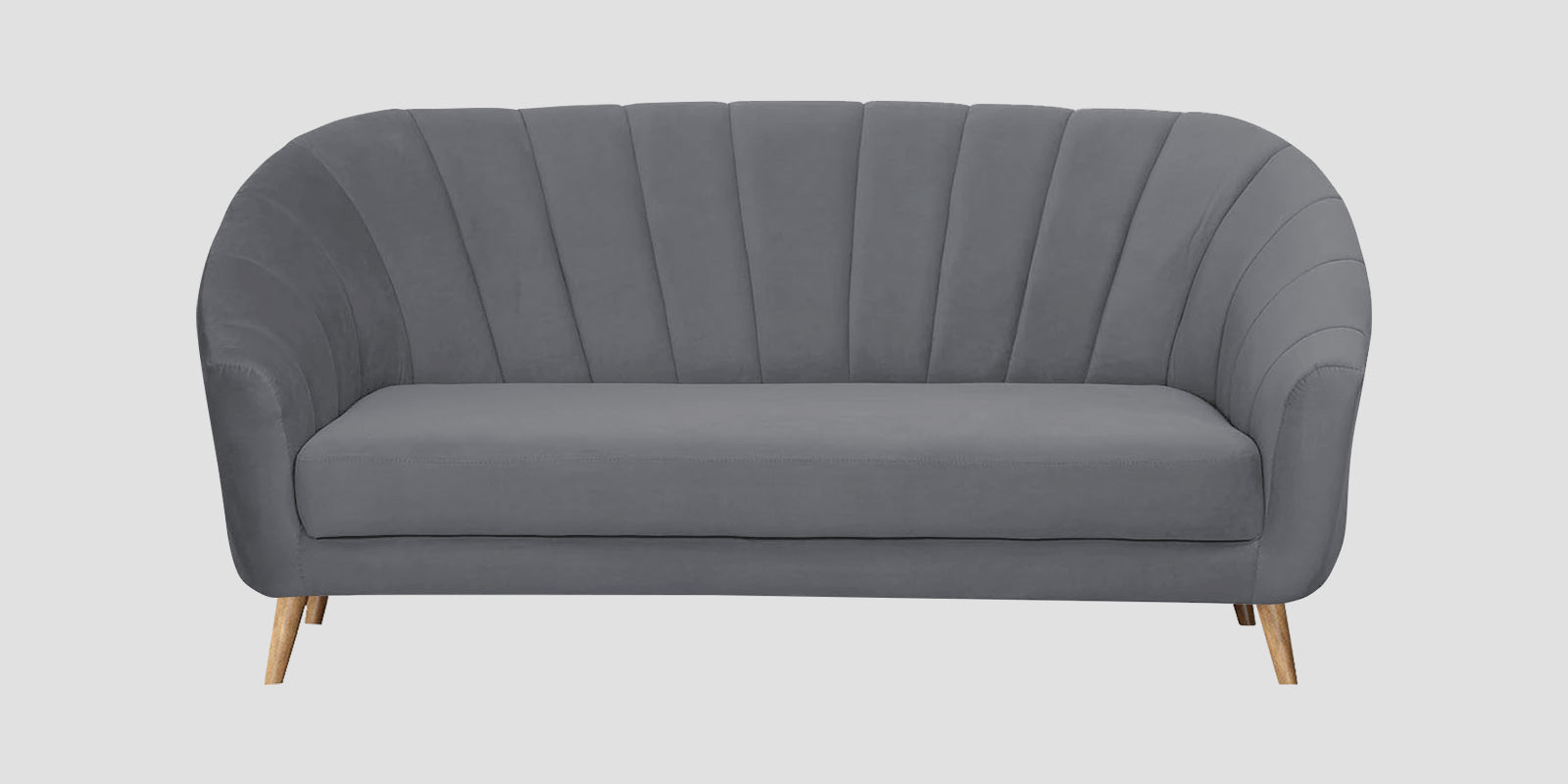 Kaylee Velvet 3 Seater Sofa In Pubble Grey Colour - Febonic Living