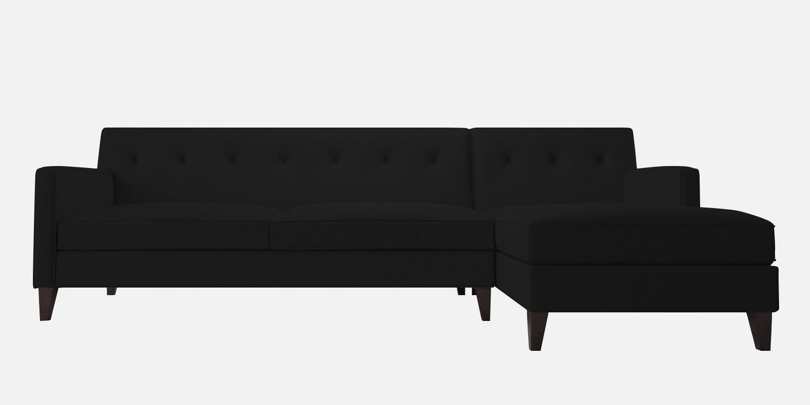 Miller Fabric LHS Sectional Sofa (3+Lounger) In Zed Black Colour - Febonic Living