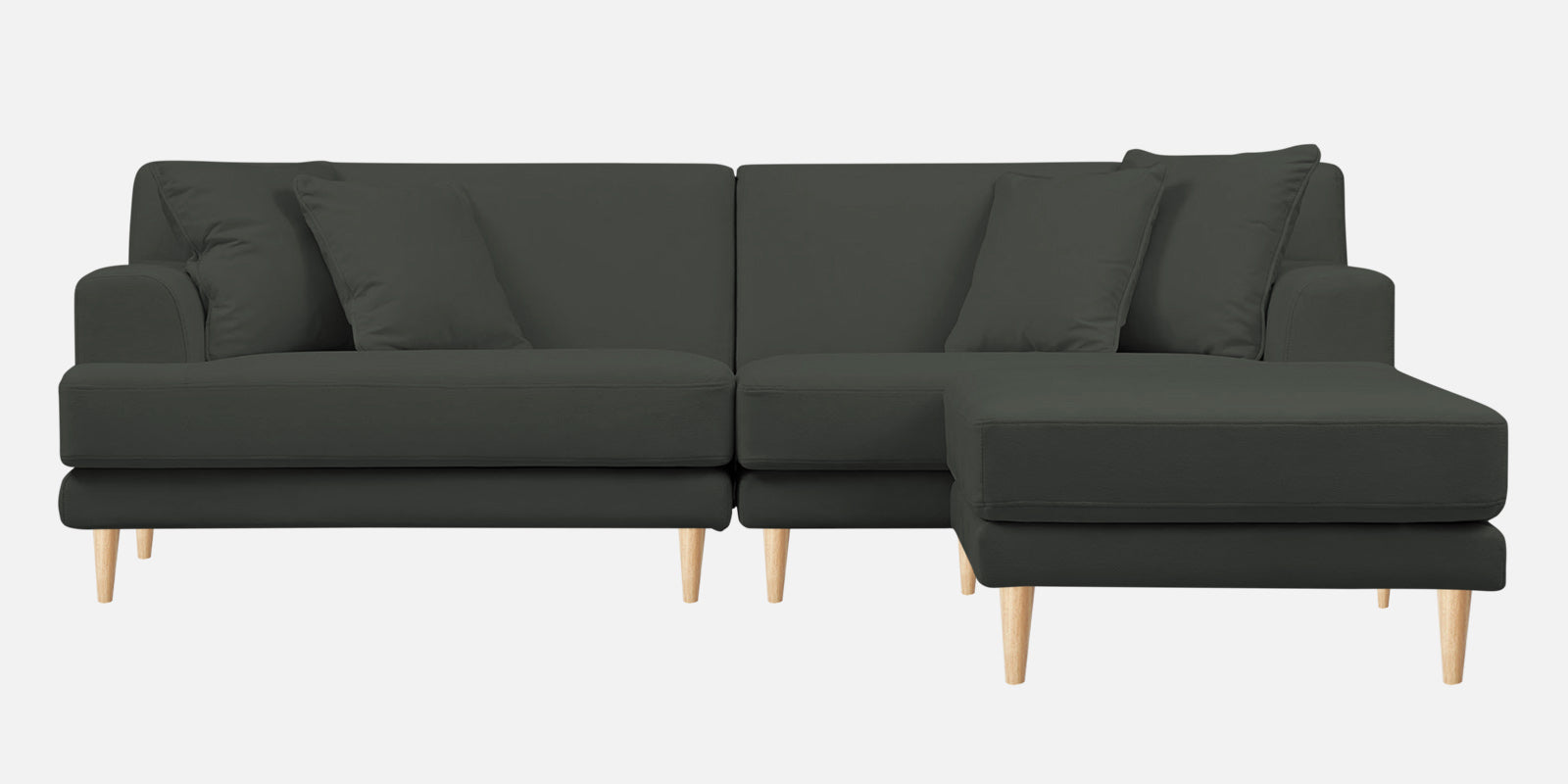 Woody Fabric LHS Sectional Sofa (3+Lounger) In I-Land Green Colour - Febonic Living