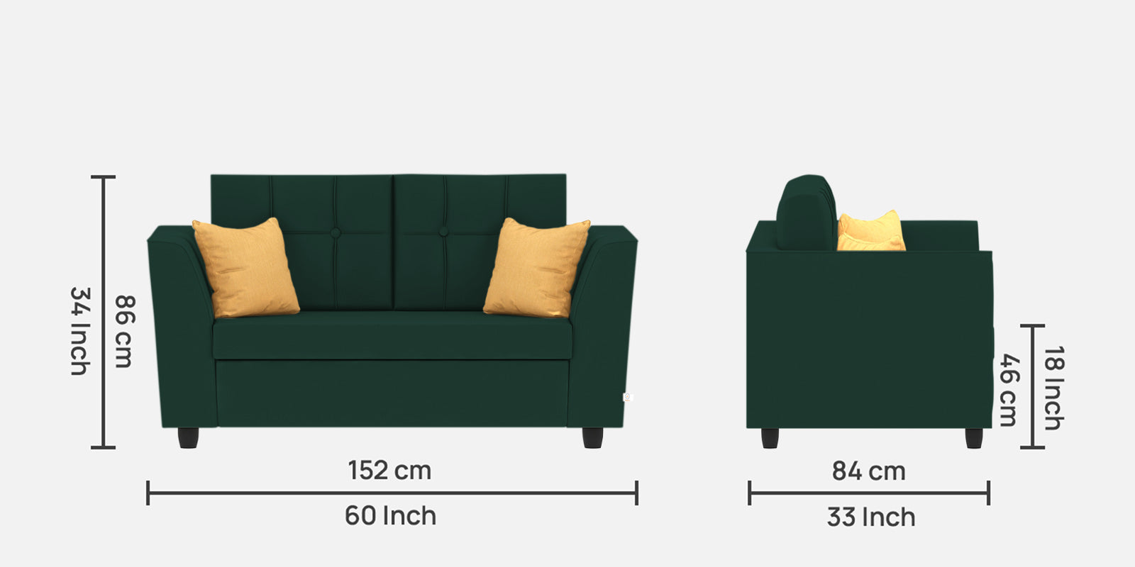Nestin Velvet 2 Seater Sofa In Forest Green Colour - Febonic Living
