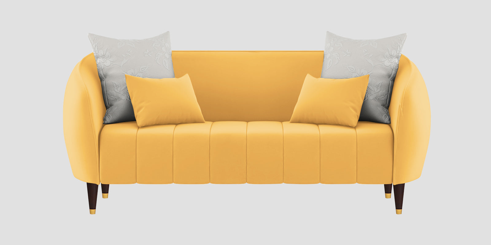 Hairo Velvet 2 Seater Sofa in Turmeric Yellow Colour