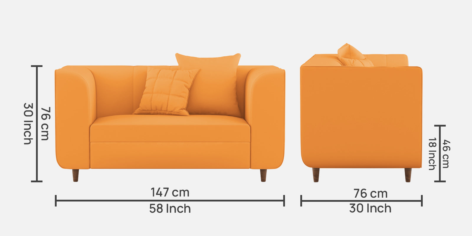 Sumo Velvet 2 Seater Sofa In Tangerine orange Colour - Febonic Living