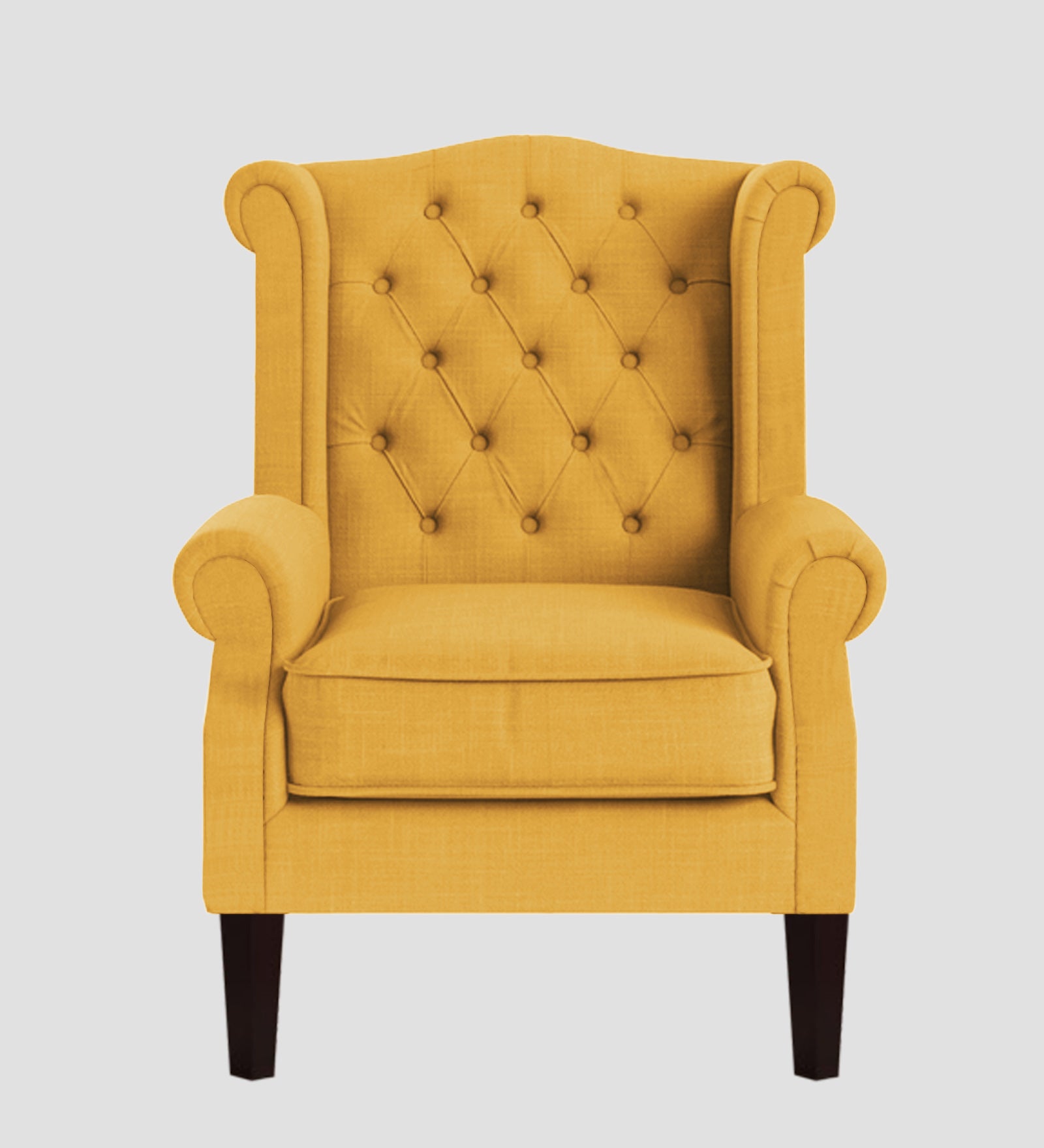 Neyub Fabric Wing Chair In Bold Yellow Colour - Febonic Living