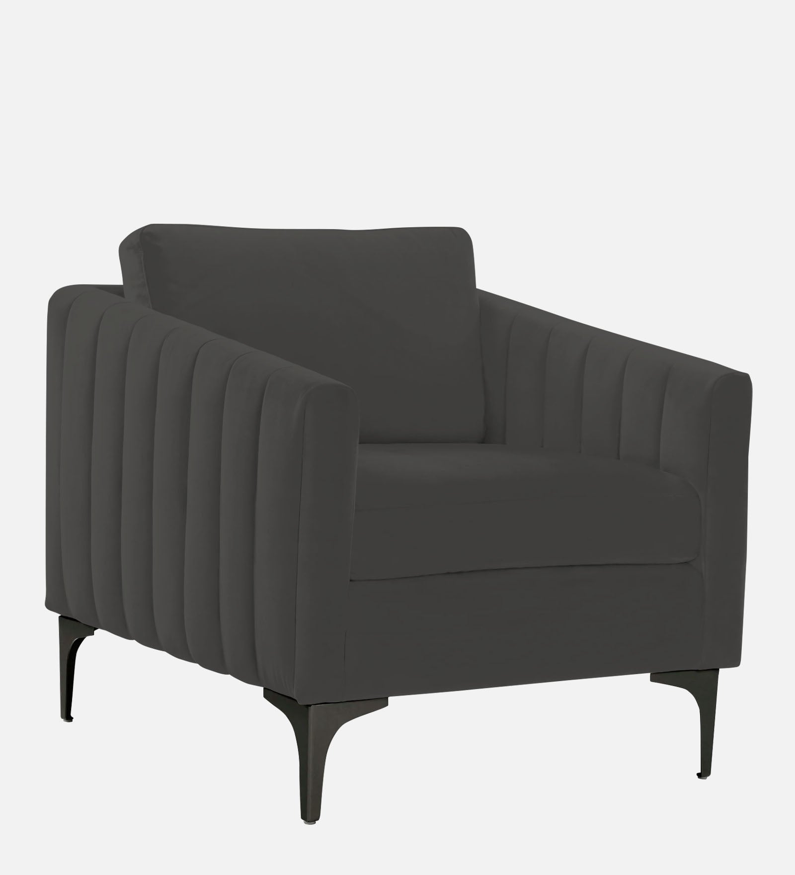 Haru Velvet 1 Seater Sofa In Hory Grey Colour - Febonic Living