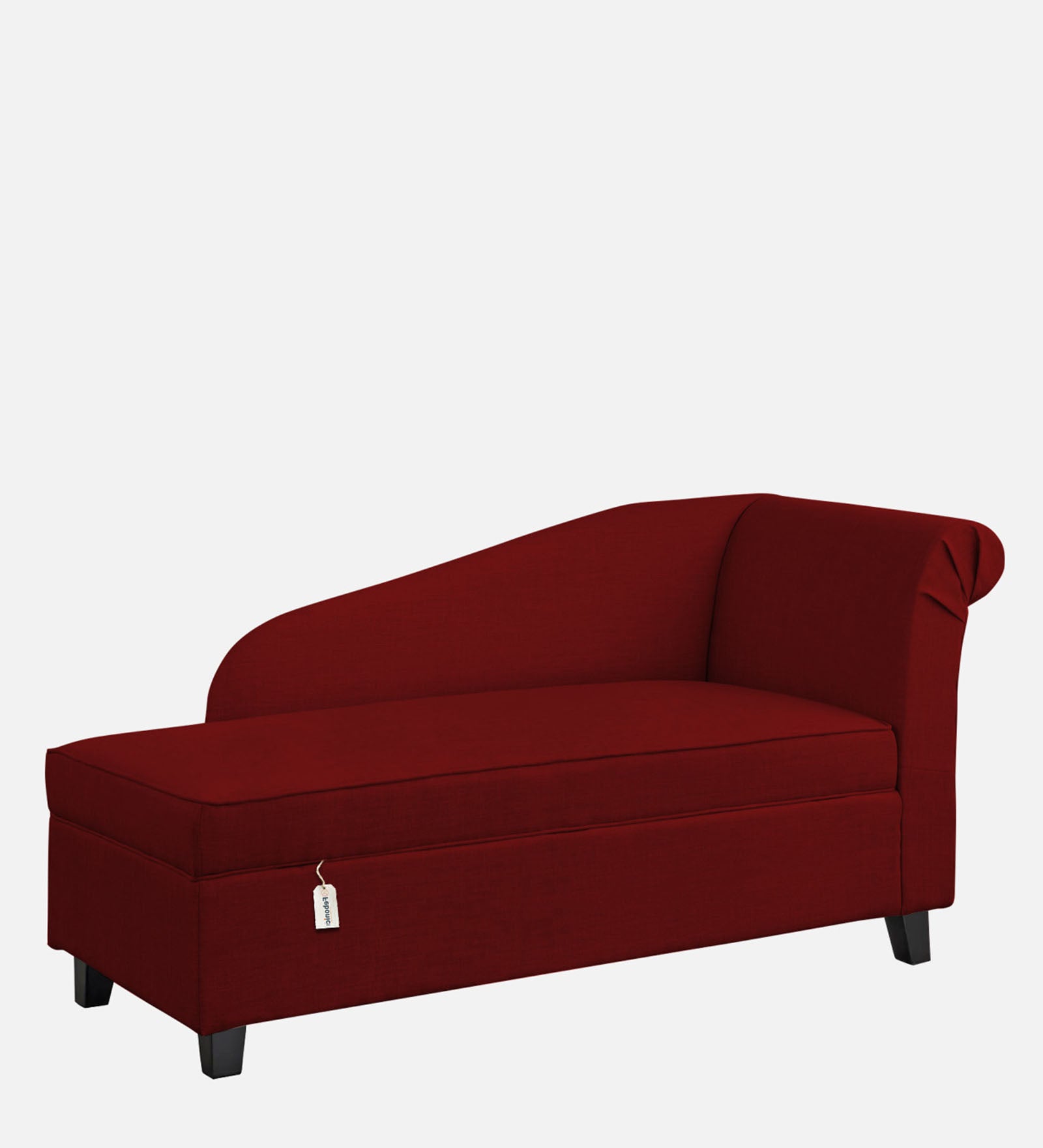Toppy Fabric LHS Chaise Lounger In Blood Maroon Colour With Storage - Febonic Living