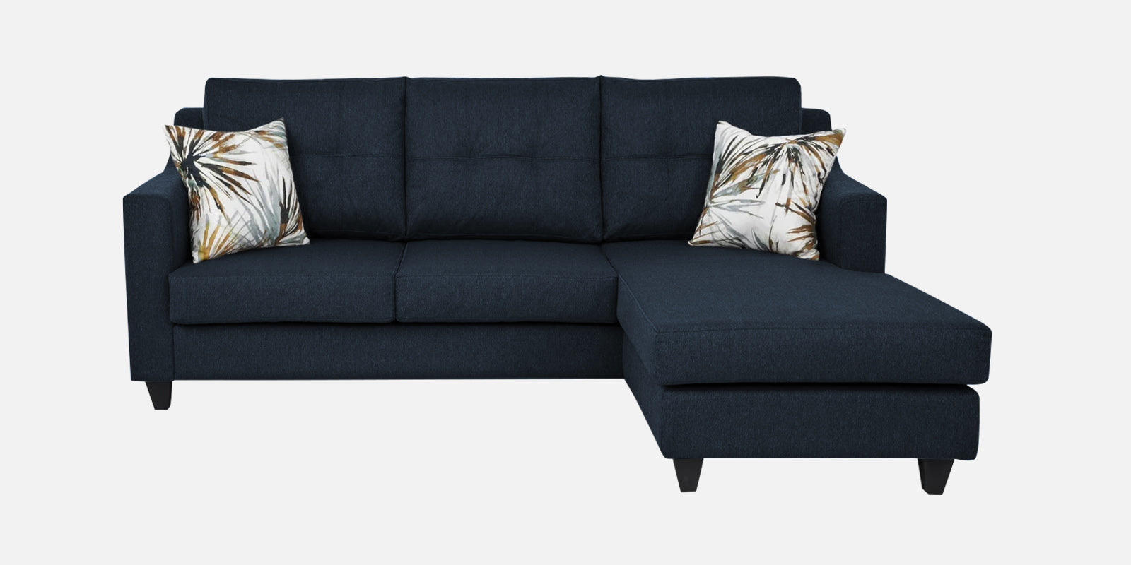 Welly Fabric LHS Sectional Sofa (2+Lounger) In Denim Blue Colour - Febonic Living