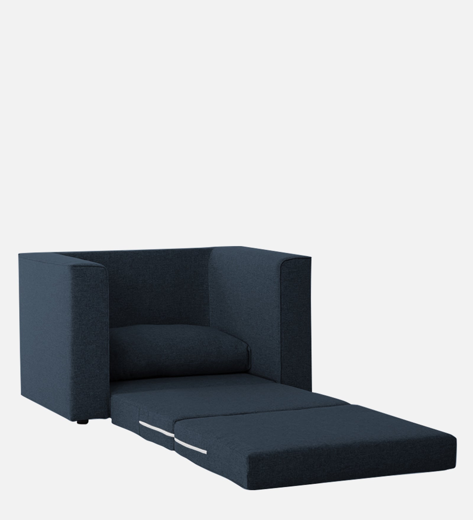 Kenia Fabric 1 Seater Foldable Sofa Cum Bed In Denim Blue Colour - Febonic Living