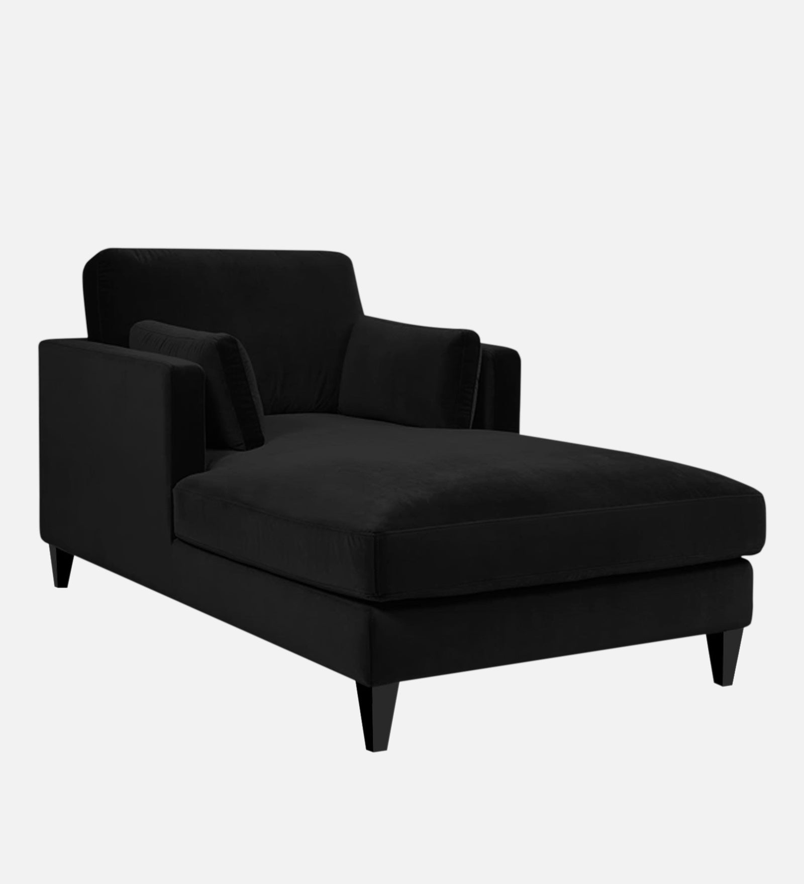 Makou Velvet Chaise Lounger In Adam Black Colour - Febonic Living